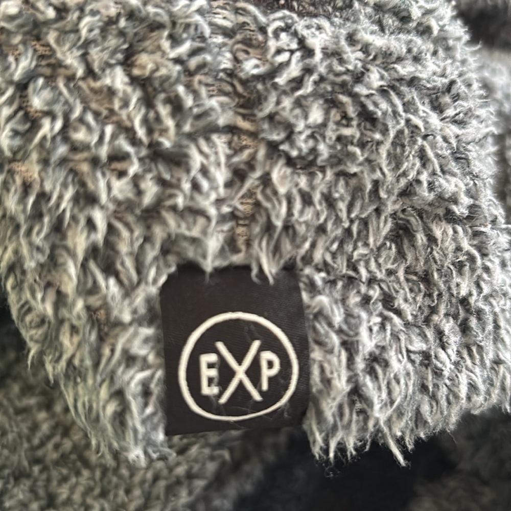 Express Gray Heathered Sherpa Pullover Hoodie - image 3